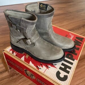 Chippewa Womens Leather Boots Crazy Horse Ladies Engineer 7" Grey 8-1/2